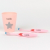 Set 2 Cepillos de dientes + Vasito Personalizados Rosa