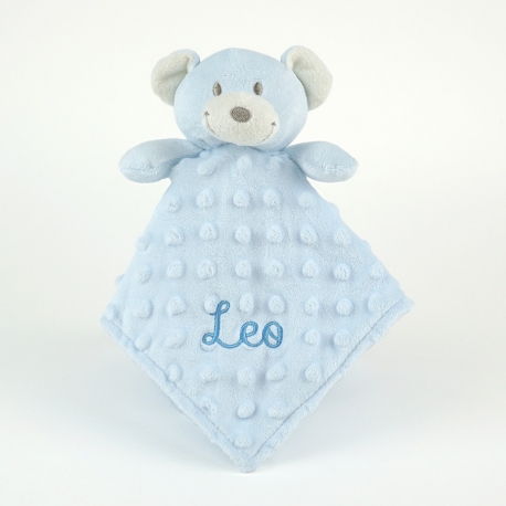 Dou-Dou Teddy Bear Head Blue +0M Personalized