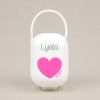 Box Pacifier Holder White-Heart Pink Personalized