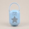 Box Pacifier Holder Blue-Star Silver Personalized