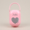 Box Pacifier Holder Pink-Heart Silver Personalized