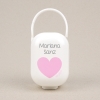 Box Pacifier Holder White-Heart Pink Personalized