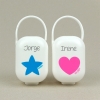 Box Pacifier Holder White-Heart Pink Personalized