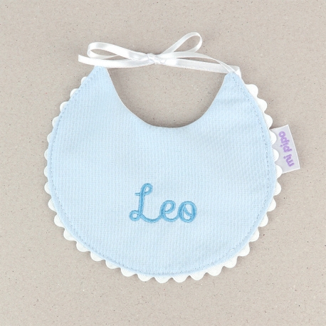 Bib Piqué Birth Blue Personalized