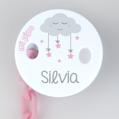 Clip-Clamp  Round Pink Cloud Decorated Personalized 