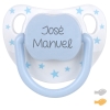 Chupete Baby Chic Blanco Azul Personalizado
