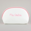 Toiletry Leather Bag White-Edging Pink Personalized 