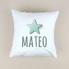 Cojín cuadrado Estrella Menta + Nombre personalizado