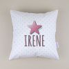 Cojín cuadrado Estrella Rosa + Nombre personalizado