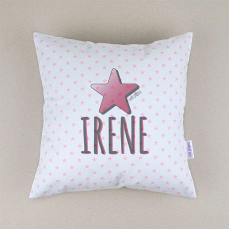 Cojín cuadrado Estrella Rosa + Nombre personalizado