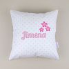 Cojín cuadrado Estrellas Rosa + Nombre personalizado