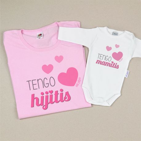 Pack 2 Prendas Mamá Tengo Hijitis + Body o Camiseta Tengo Mamitis Rosa