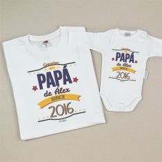 Pack 2 Prendas Personalizadas Genuine Papá desde (año nacimiento niño) / Nombre niño
