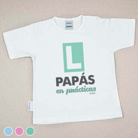 Camiseta Divertida Bebé PAPÁS en Prácticas