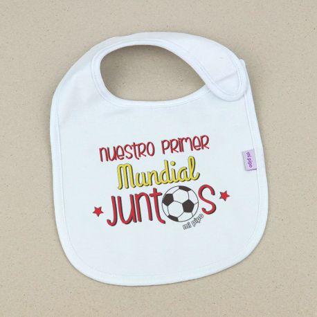 Babero Divertido Nuestro primer Mundial juntos