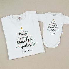 Pack 2 Camisetas Personalizadas Nuestra primera Navidad juntos Árbo Silueta