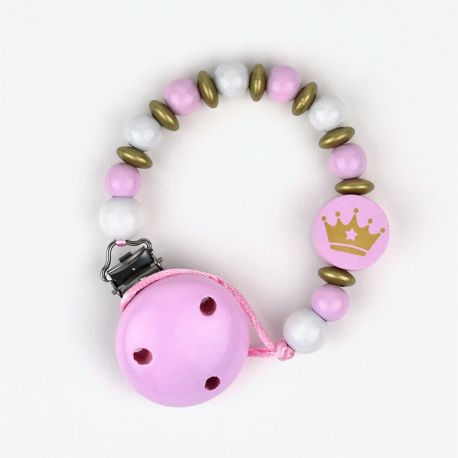 Wood chain Pink Crown not Personalized