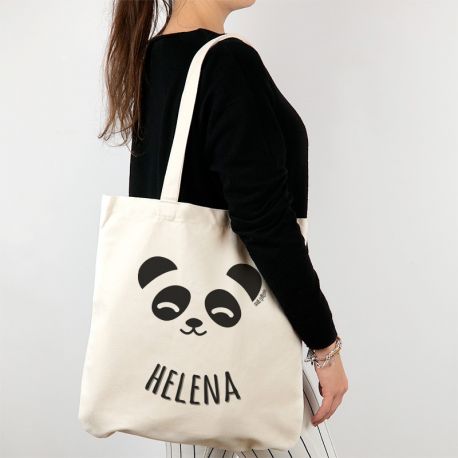 Bolso algodón orgánico personalizado Panda + Nombre