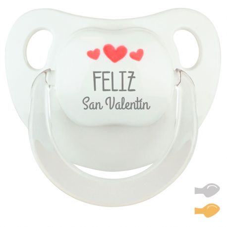 Chupete Baby Deco Blanco Feliz San Valentín