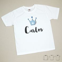 Camiseta o Sudadera Bebé y Niño/a Personalizada Corona Azul