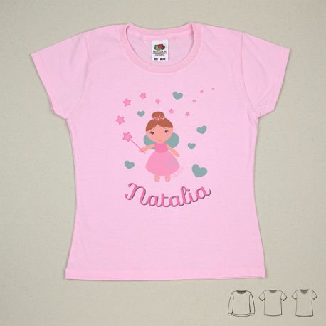 Camiseta o Sudadera Bebé y Niño/a Personalizada Hada Corazones