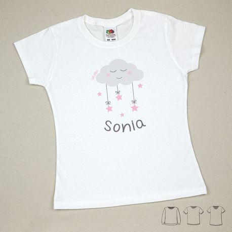 Camiseta o Sudadera Bebé y Niño/a Personalizada Nube Rosa