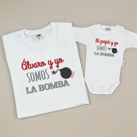 Pack 2 Prendas (Nombre hijo/a) y yo somos la bomba/ Mi Papá y yo somos la bomba 