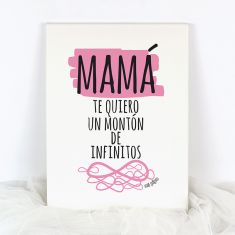 Lienzo Mamá te quiero un montón de infinitos rosa