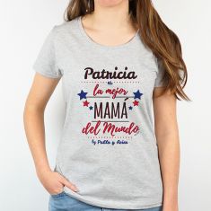 Camiseta o Sudadera Personalizada (nombre Mamá) La mejor Mamá del mundo, by (nombre/s hijo/s) rojo y azul