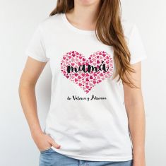 Camiseta o Sudadera Divertida Mamá (corazón de corazones) fucsia personalizable