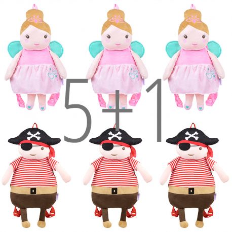 PROMO Mochilas Muñecos Hada y Pirata no personalizadas, compra 5 y te regalamos 1