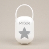 Cajita Portachupetes Blanca-Estrella Plata Personalizada