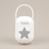 Cajita Portachupetes Blanca-Estrella Plata Personalizada