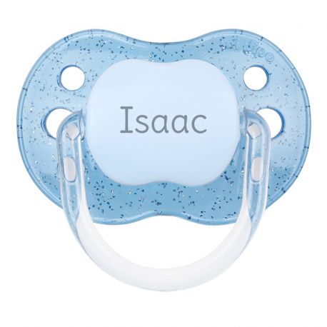 PTL Blue Glitter transparent personalized New Classic pacifier