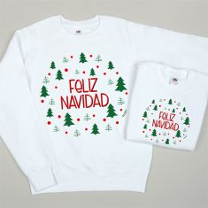 Pack 2 Prendas Camiseta o Sudadera Niño/a Feliz Navidad Papá Noel cuerpo entero