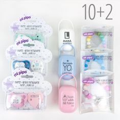 Reposición Expositor Top Mi Pipo (10+2 Cadenitas silicona, Packs Dúo y Twin, Cajitas portachupetes)