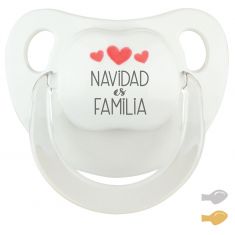 Chupete Baby Deco Blanco corazones rojos Navidad es Familia