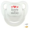 Chupete Baby Deco Blanco corazones rojos Sonríe es Navidad