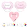 Pack with 2 Baby Pacifiers +  Personalized Clip White