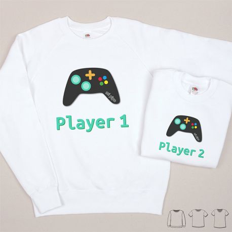 Pack 2 Prendas Camiseta o Sudadera Player 1 / Player 2