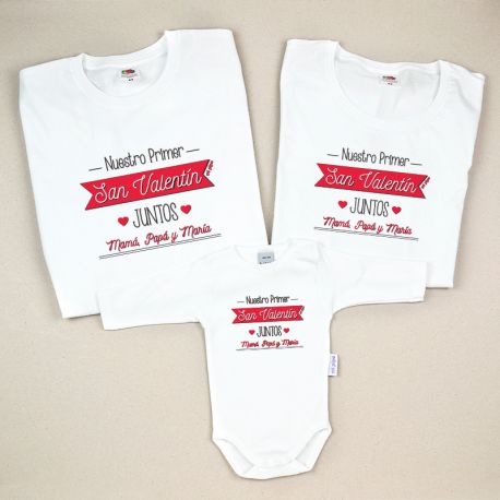 Pack 3 Prendas Personalizadas Nuestro Primer San Valentín Juntos (Nombres) 