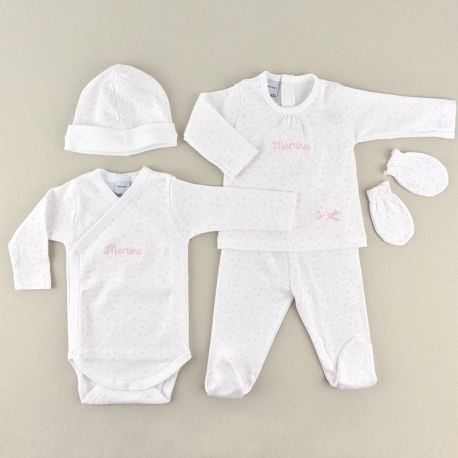 BABIDU Mi Primera Ropita Personalizada Estrellas Rosa 0M