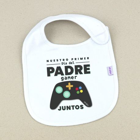 Babero Divertido Nuestro primer día del Padre Gamer juntos