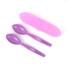 2 Spoons with Case Personalized Purple