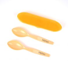 2 Spoons with Case Personalized Soft Orange