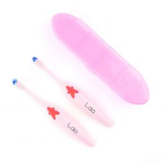 Set 2 Tooth brushes with case Personalized Pink +6Months