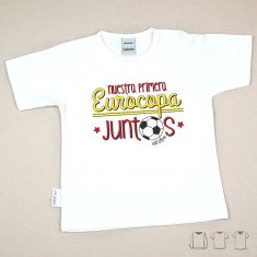 Camiseta Divertida Bebé Nuestro primera Eurocopa juntos