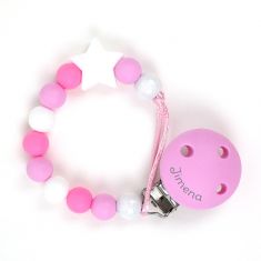 Chain of Wood and Silicone Pink Star Not Personalized
