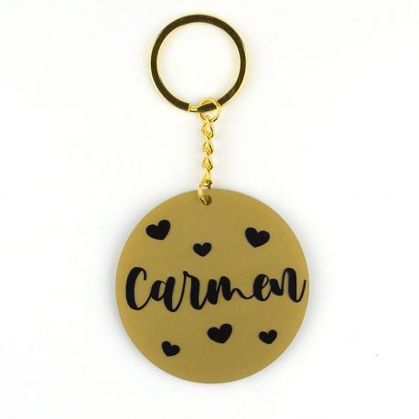 Llavero Metacrilato Redondo Oro Personalizado