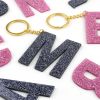 Llavero Metacrilato Inicial Rosa Glitter